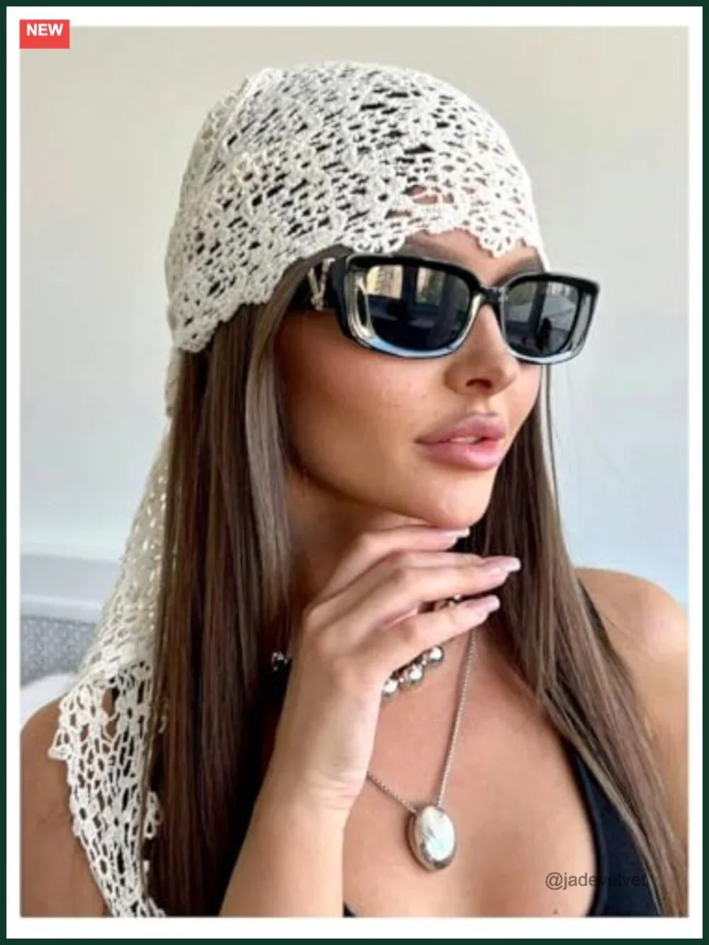 Crochet Knit Head Scarf Bandana Boho Hair Wrap for Women Summer